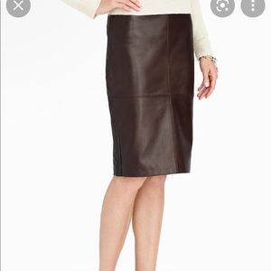 Talbots brown faux leather pencil skirt